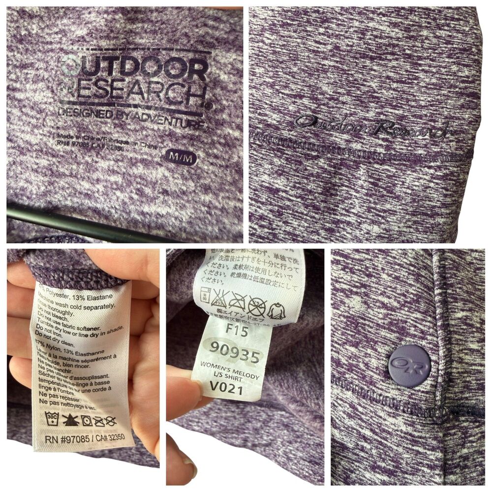 Outdoor Research Melody Shirt Pullover M Purple 1/4 Zip Fleece Hiking Thumbholes - Picture 6 of 7